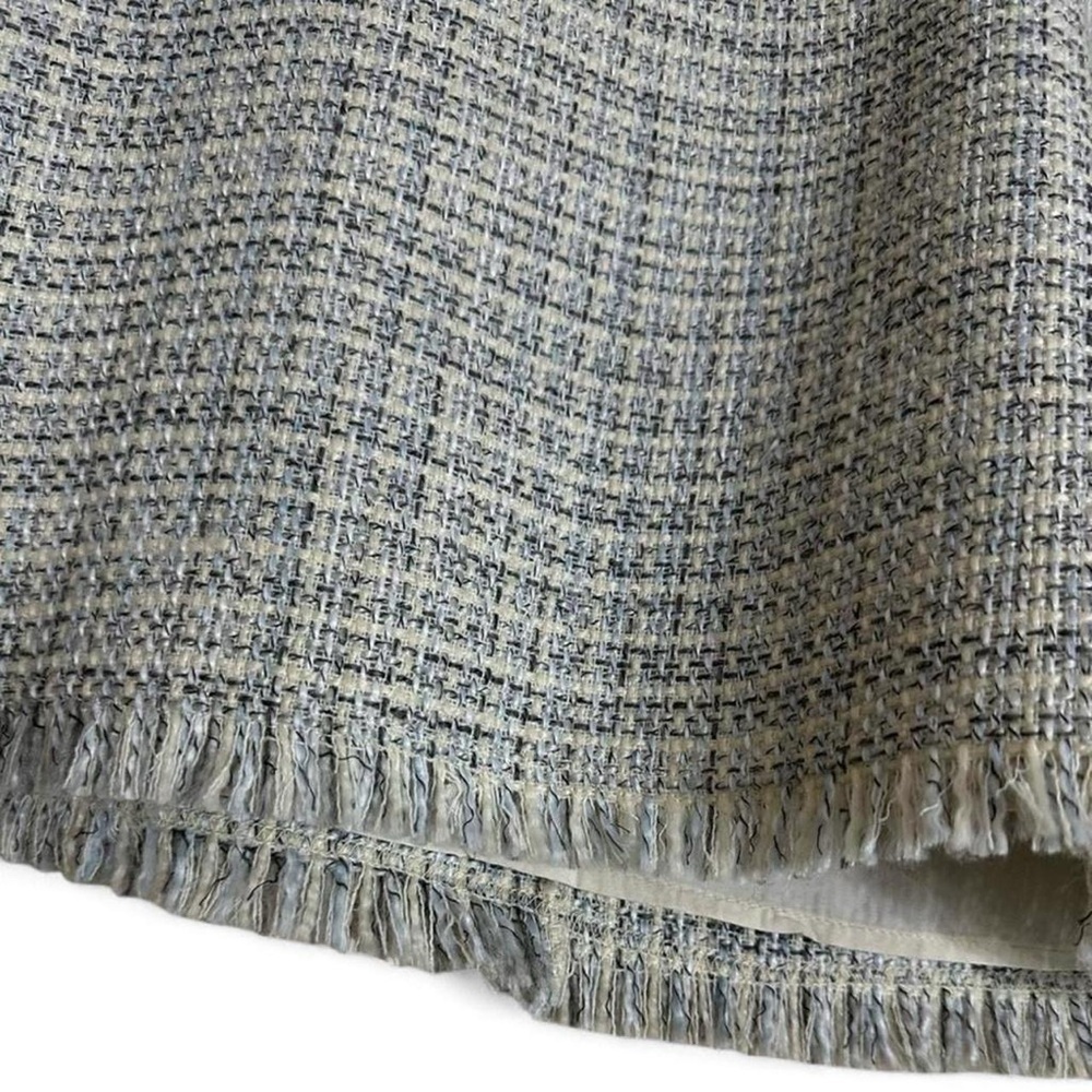 Bishop + Young Women's Tweed Mini-Skirt Fringe Hem Zipper Ivory - Picture 5 of 7